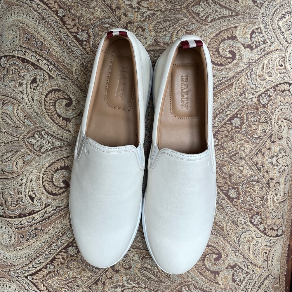 New Bally Hinka Bone White Lamb Leather Slip On Loafer Sneakers Size 10 NWOB - Picture 5 of 12